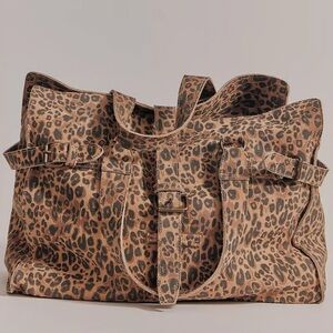 Free People Wild Thing Leather Leopard Tote